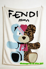 Fendi Roma Split Design Teddy Bear Flannel Sofa Throw Blanket Luxury Designer IMG_9346